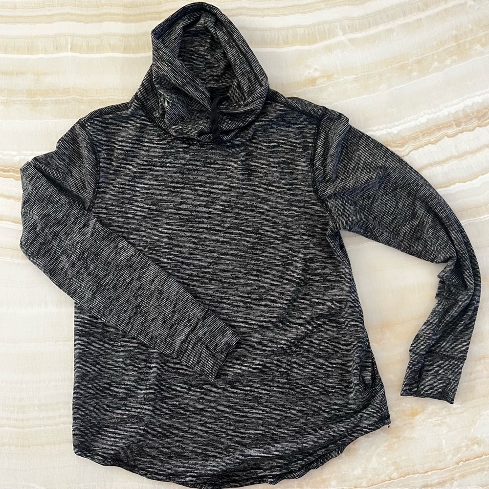 Old Navy Women’s Active Go-Dry Cowl Neck Pullover Black Gray Space Dye Medium